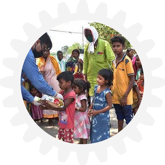Volunteers working
